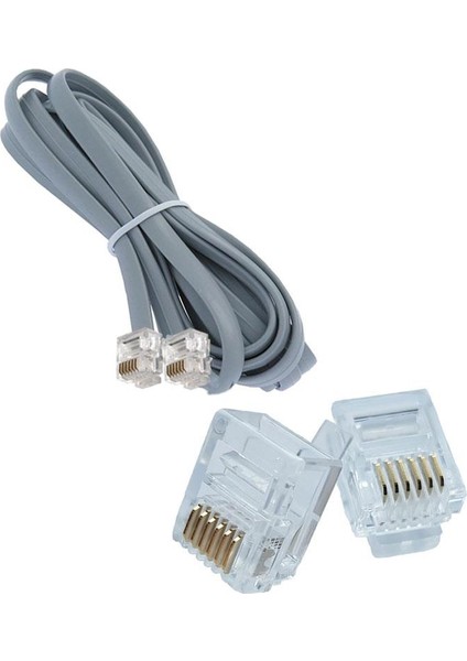 Telefon Kablosu 6P6C Kablo 6 Pinli Soketli Telefon Kablosu 3 M