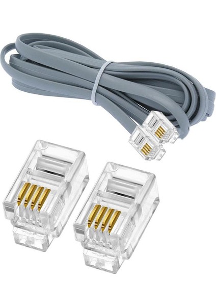 Telefon Kablosu 6P4C Kablo 4 Pinli Soketli Telefon Kablosu 0.5 M
