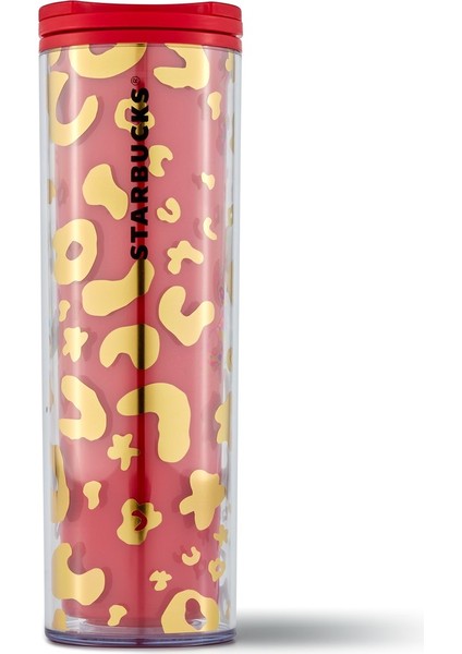 Starbucks® Leopar Desenli Kırmızı Termos 473ML - 11128499
