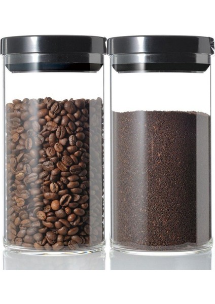 Kahve Saklama Kabı Siyah 1000 ml.