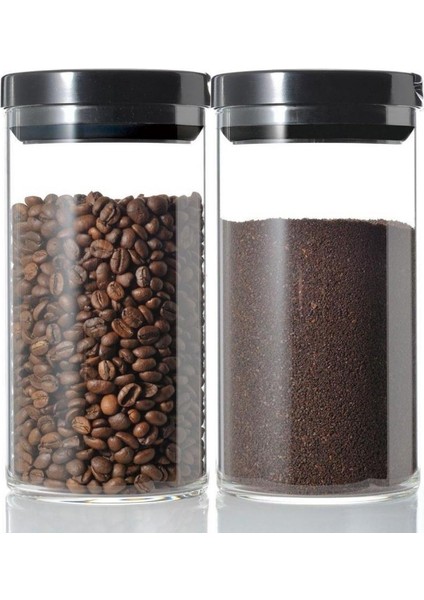Kahve Saklama Kabı Siyah 1000 ml.