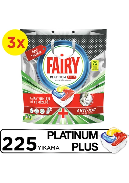 Platinum Plus 3 x 75 Yıkama Bulaşık Makinesi Deterjanı Tableti / Kapsülü  Özel Seri