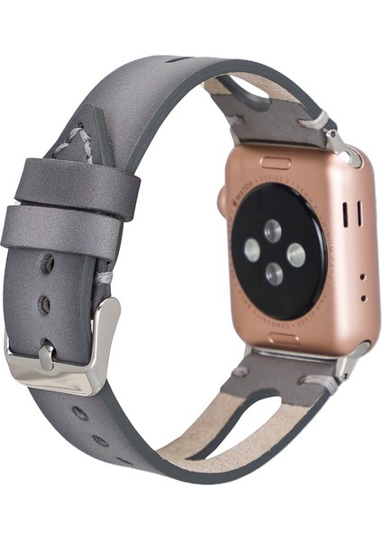 Apple Watch Uyumlu Deri Kordon Ba2 42-44MM RST9EF Gri