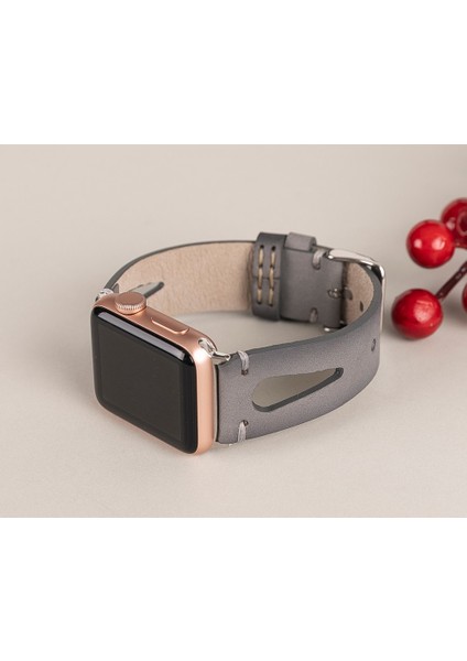 Apple Watch Uyumlu Deri Kordon Ba2 42-44MM RST9EF Gri