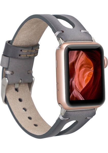 Apple Watch Uyumlu Deri Kordon Ba2 42-44MM RST9EF Gri