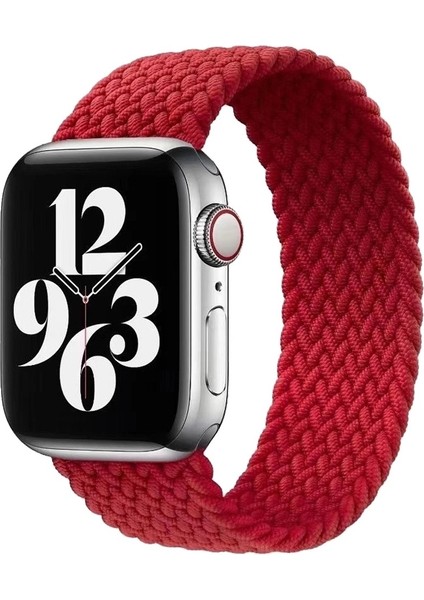 Apple Watch Uyumlu 42-44MM KRD15 Örgü Kordon M Beden Kırmızı