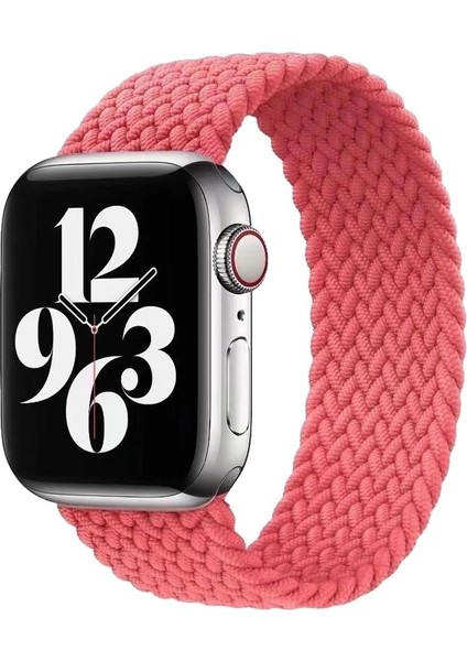 Apple Watch Uyumlu 42-44MM KRD15 Örgü Kordon L Beden Pembe
