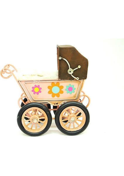 Dekoratif Metal Bebek Arabası Biblo Vintage Hediyelik