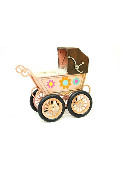 Dekoratif Metal Bebek Arabası Biblo Vintage Hediyelik