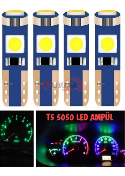 10 Adet Gösterge Ampül T5 LED Beyaz Renk Torpito Kadran LED 12V