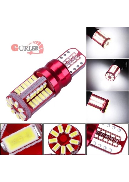 Gürler Oto Aksesuar T10 LED Ampül 12V 5W 57 Ledli Park Ledi Beyaz Renk 2 Adet