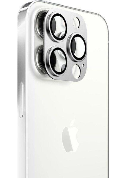Apple iPhone 13 Pro Kamera Lens Koruma Camı V2 Gümüş - Gümüş