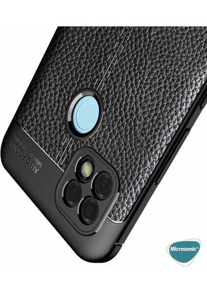 Realme C25 Kılıf Deri Dokulu Silikon Lacivert