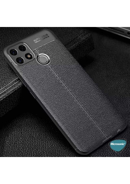 Realme C25 Kılıf Deri Dokulu Silikon Siyah