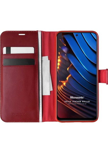 Xiaomi Poco X3 Gt Kılıf Delux Leather Wallet Kırmızı