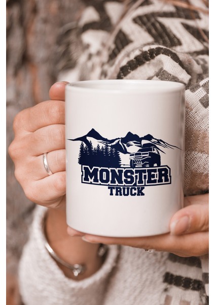 Vektörel Çizim Monster Truck Logo Baskılı Kupa Bardak
