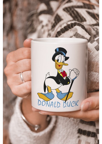 Vektörel Çizim Donald Duck Ördek Logo Baskılı Kupa Bardak