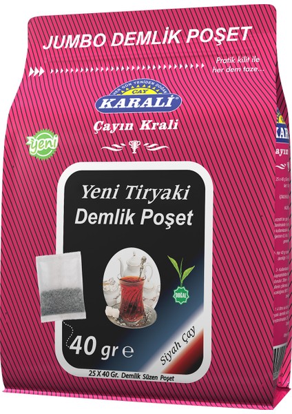 Karali Çay Tiryaki Jumbo Demlik Poşet Çay 25x40 gr