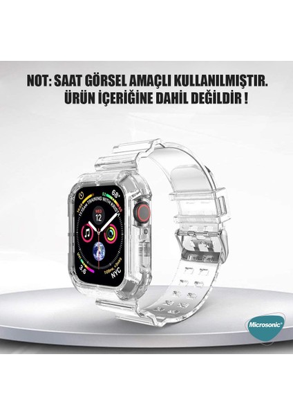 Apple Watch Uyumlu Series 7 45MM Kordon Transparent Clear Band Şeffaf