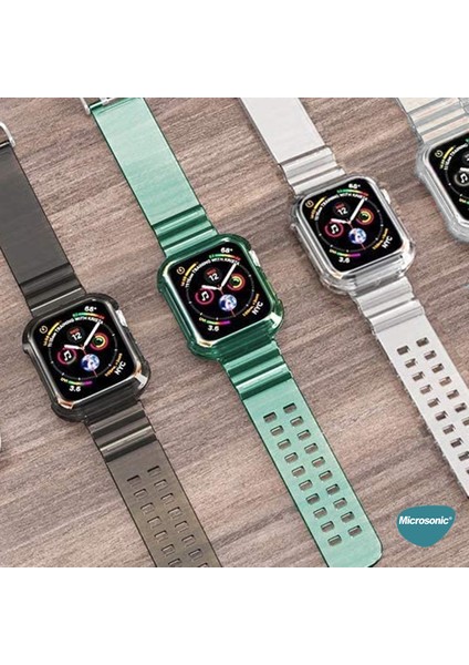 Apple Watch Uyumlu Series 7 45MM Kordon Transparent Clear Band Şeffaf