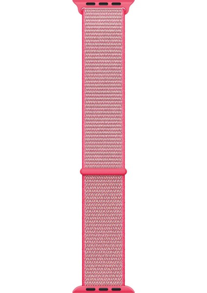 Apple Watch Uyumlu Series 7 45MM Hasırlı Kordon Woven Sport Loop Pembe