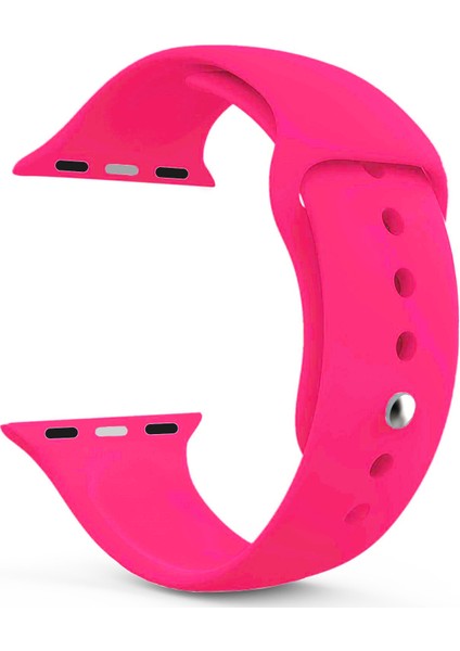 Apple Watch Uyumlu Series 7 45MM Silikon Kordon Koyu Pembe