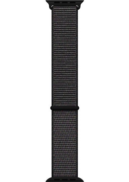 Apple Watch Uyumlu Series 7 45MM Hasırlı Kordon Woven Sport Loop Siyah