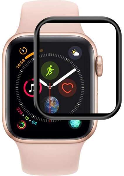 Apple Watch Uyumlu Series 7 45MM Tam Kaplayan Temperli Cam Ekran Koruyucu Siyah