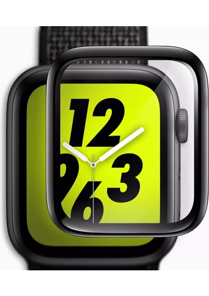Apple Watch Uyumlu Series 7 45MM Tam Kaplayan Temperli Cam Ekran Koruyucu Siyah