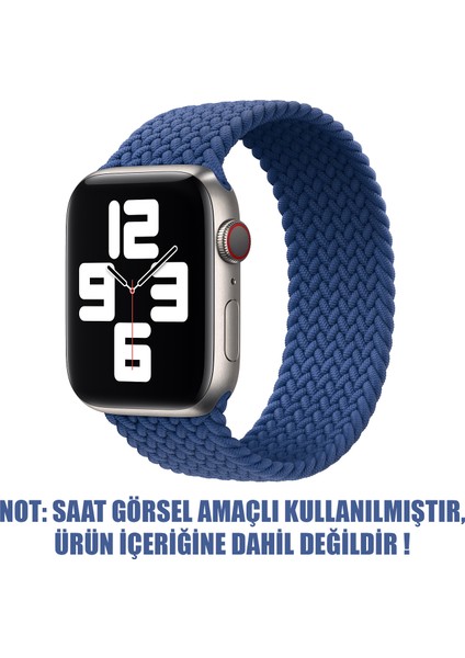 Apple Watch Uyumlu Series 7 41MM Kordon, (Small Size, 127MM) Braided Solo Loop Band Mavi