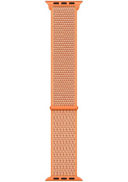 Apple Watch Uyumlu Series 7 41MM Hasırlı Kordon Woven Sport Loop Turuncu