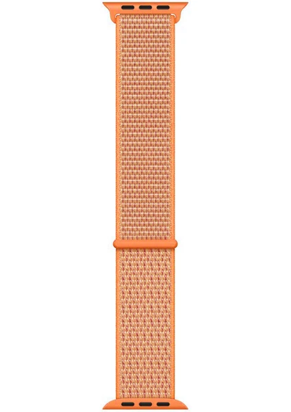 Apple Watch Uyumlu Series 7 41MM Hasırlı Kordon Woven Sport Loop Turuncu