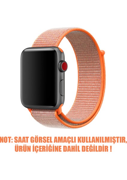 Apple Watch Uyumlu Series 7 41MM Hasırlı Kordon Woven Sport Loop Turuncu