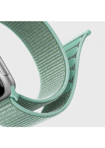 Apple Watch Uyumlu Series 7 41MM Hasırlı Kordon Woven Sport Loop Turuncu