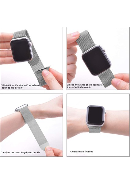 Apple Watch Uyumlu Series 7 41MM Milanese Loop Kordon Lacivert