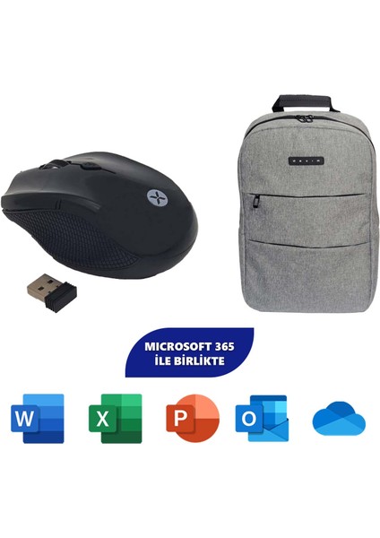 Dexim DMA012 Kablosuz Siyah Mouse + Dexim DXBP10 Prime 15.6" Notebook Sırt Çantası Gri + Microsoft 365 Bireysel 1 Yıl