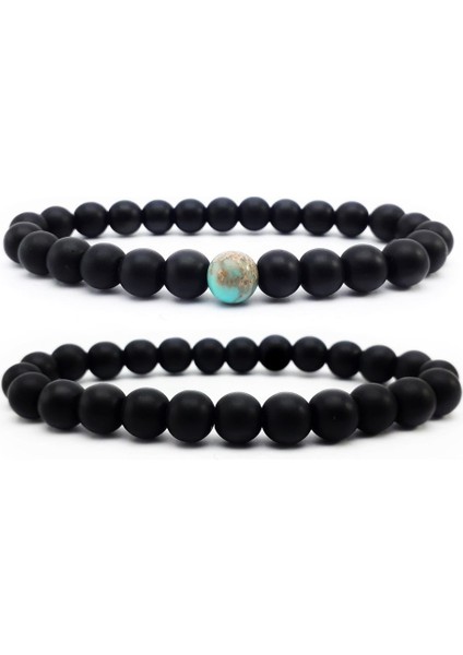 Varasit - Oniks Doğal Taş Erkek Ikili Bileklik