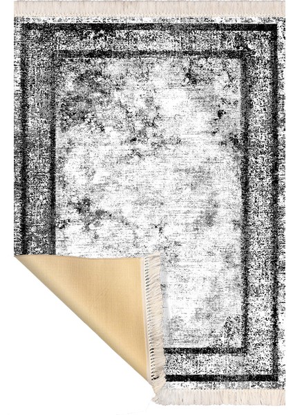 Bazaarforum Dekoratif Saçaklı Mermer Desen Yeni Model Pvc Deri Kaymaz Taban Dijital Baskı Halı 100X300CM CK-539