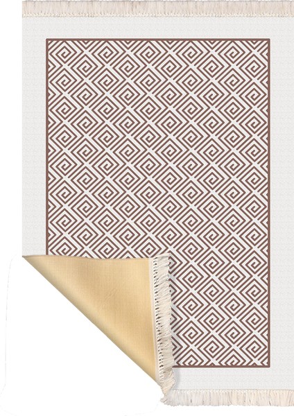 Bazaarforum Dekoratif Saçaklı Mermer Desen Yeni Model Pvc Deri Kaymaz Taban Dijital Baskı Halı 160X230CM CK-541