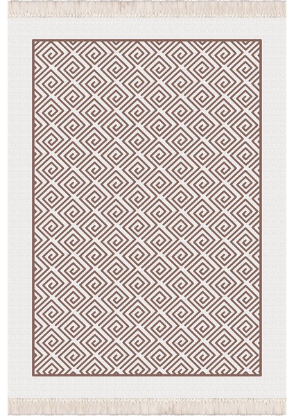 Bazaarforum Dekoratif Saçaklı Mermer Desen Yeni Model Pvc Deri Kaymaz Taban Dijital Baskı Halı 160X230CM CK-541