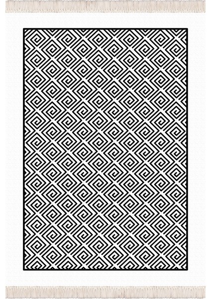 Bazaarforum Dekoratif Saçaklı Mermer Desen Yeni Model Pvc Deri Kaymaz Taban Dijital Baskı Halı 100X300CM CK-542
