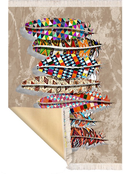Bazaarforum Dekoratif Saçaklı Mermer Desen Yeni Model Pvc Deri Kaymaz Taban Dijital Baskı Halı 80X140CM CK-532