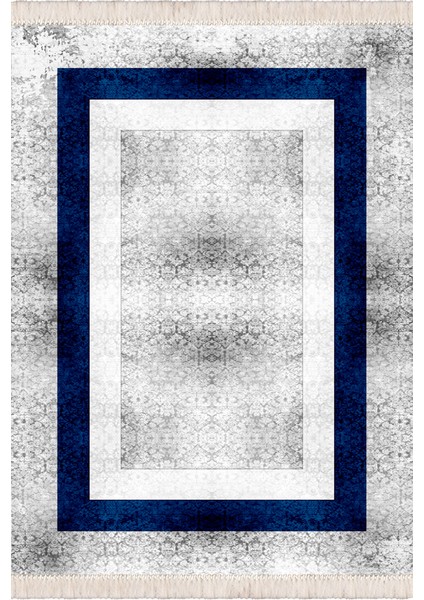 Bazaarforum Dekoratif Saçaklı Mermer Desen Yeni Model Pvc Deri Kaymaz Taban Dijital Baskı Halı 100X200 cm CK-585