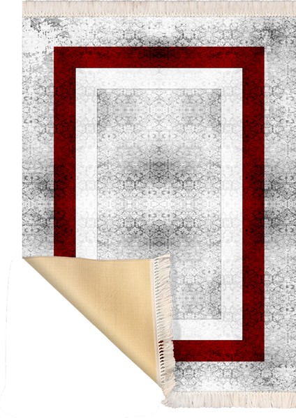 Bazaarforum Dekoratif Saçaklı Mermer Desen Yeni Model Pvc Deri Kaymaz Taban Dijital Baskı Halı 180X280CM CK-583