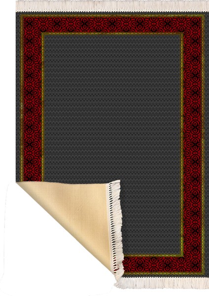 Bazaarforum Dekoratif Saçaklı Mermer Desen Yeni Model Pvc Deri Kaymaz Taban Dijital Baskı Halı 80X140CM CK-625