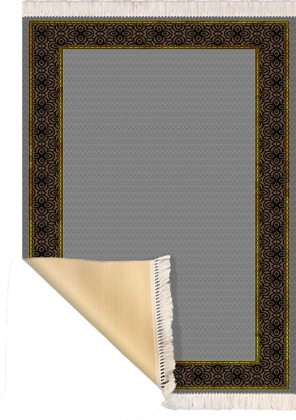 Bazaarforum Dekoratif Saçaklı Mermer Desen Yeni Model Pvc Deri Kaymaz Taban Dijital Baskı Halı 80X140CM CK-626