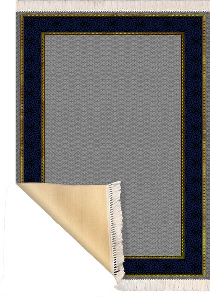 Bazaarforum Dekoratif Saçaklı Mermer Desen Yeni Model Pvc Deri Kaymaz Taban Dijital Baskı Halı 100X140 cm CK-624