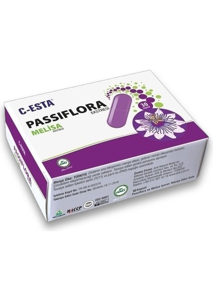 C-Esta Passiflora Melisa Ekstresi 30 Kapsül (2 Adet) fiyatları