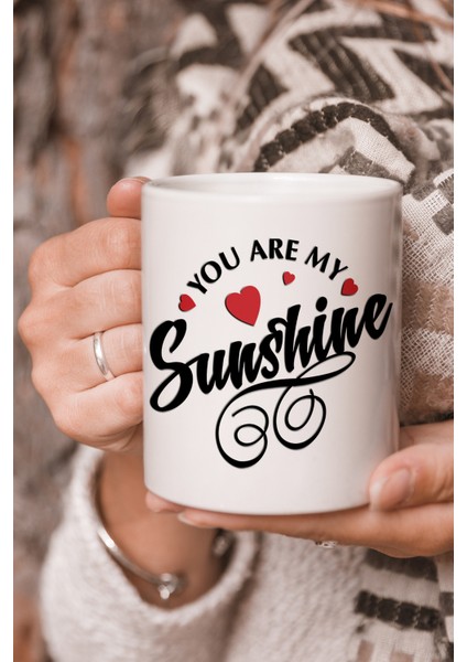 Vektörel Çizim You Are My Sunshine Yazılı Logo Baskılı Kupa Bardak