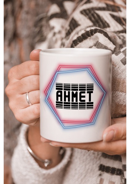 Vektörel Çizim Neon Işıklı Desen Logo Baskılı Kupa Bardak